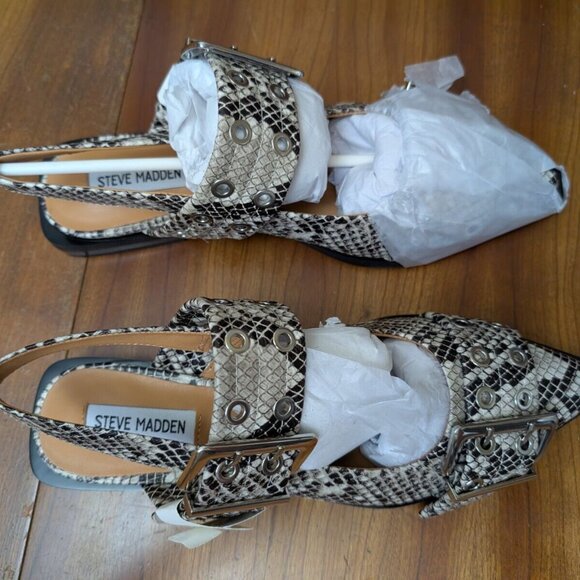 Steve Madden Women Sandals Flats Graya Snake Size 8 New - Picture 5 of 7